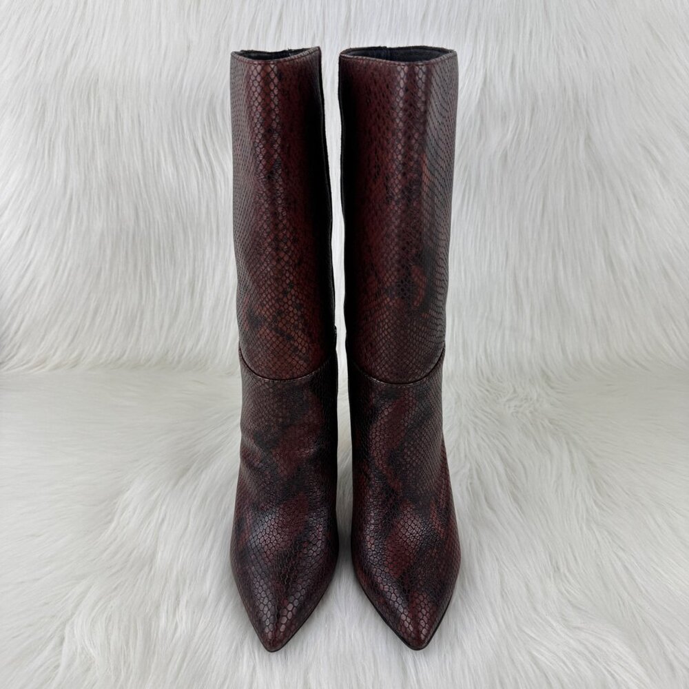 New Women's 42 Gold Kolby Mid Calf Boots Booties Size 8.5 Brunette Snake Suede - Picture 5 of 14